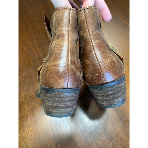 Born Brown Leather Ankle Boot Women 6 Fringe Grunge Western Cowgirl Witch Hobbit - Picture 7 of 10